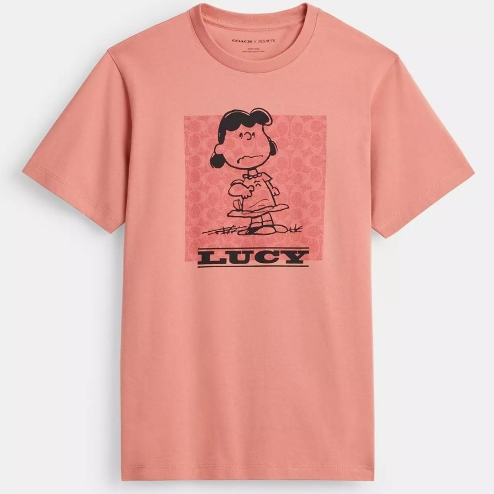 Coach X Peanuts Lucy Signature Square T Shirt In Organic Cotton
